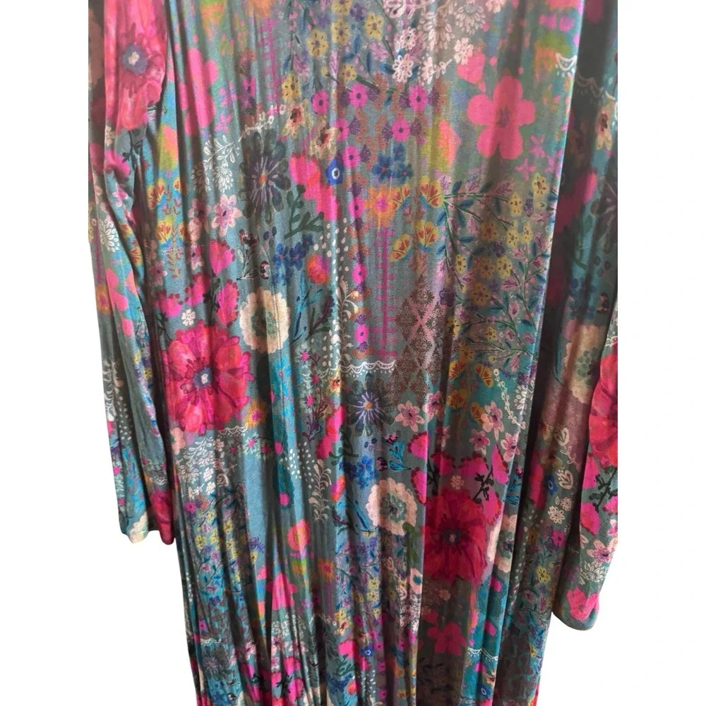NWOT Natural Life Buttersoft Maxi Dress XXL Blue Garden Patchwork Adjustable Hem - Picture 4 of 10